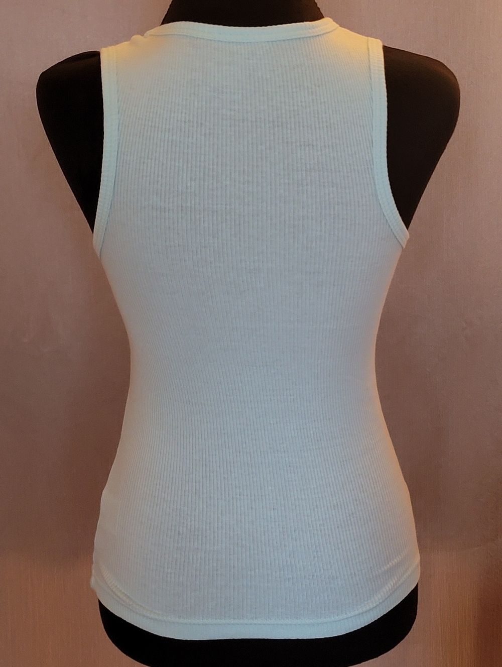 GUESS Light Blue Ribbed Logo Tank Top - Picture 3 of 3